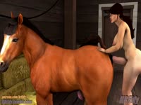Endowed brunette tranny mounts horse and bangs it anally from behind in this shocking animal sex flick